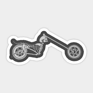 motorbike skeleton old skull head  minimalist Sticker